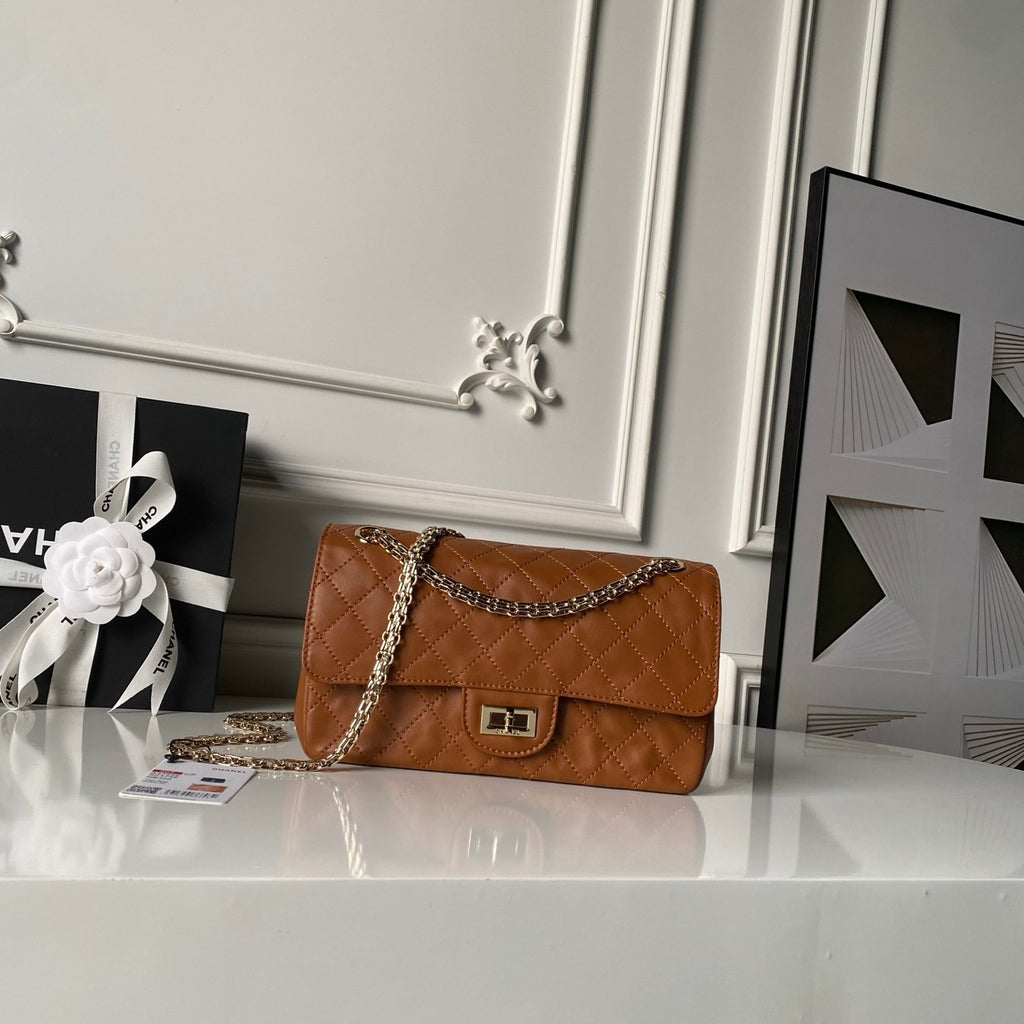 Chanel 26s Crushed Leather Traditional Classic 2.55 Vintage Calfskin Flap Bag With Black And Gold Chain Crossbody Bag Lady Bags A37586 #197121