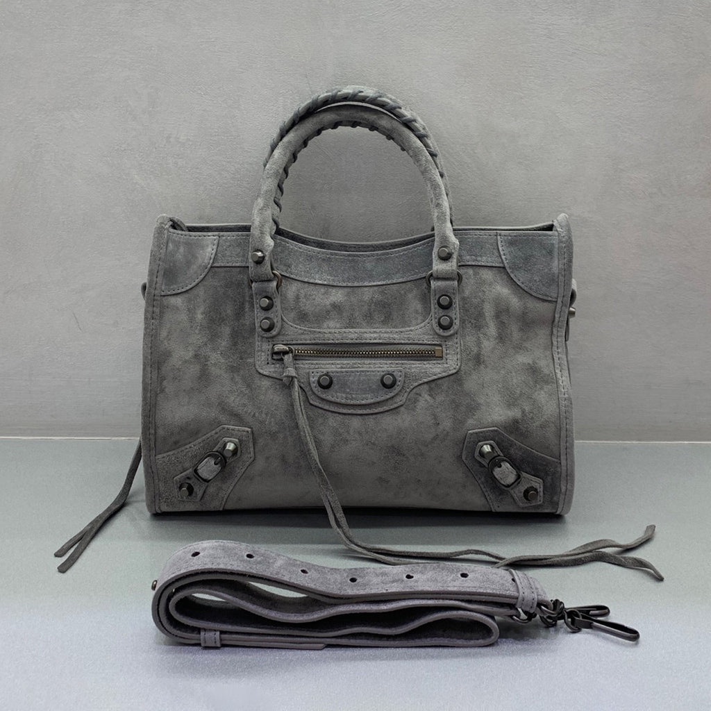 Balenciaga Women's Le City Medium Handbag Solid Color Woven Handle Leather Crossbody Shoulder Bag Bags 8114422AB2A2533 #81497