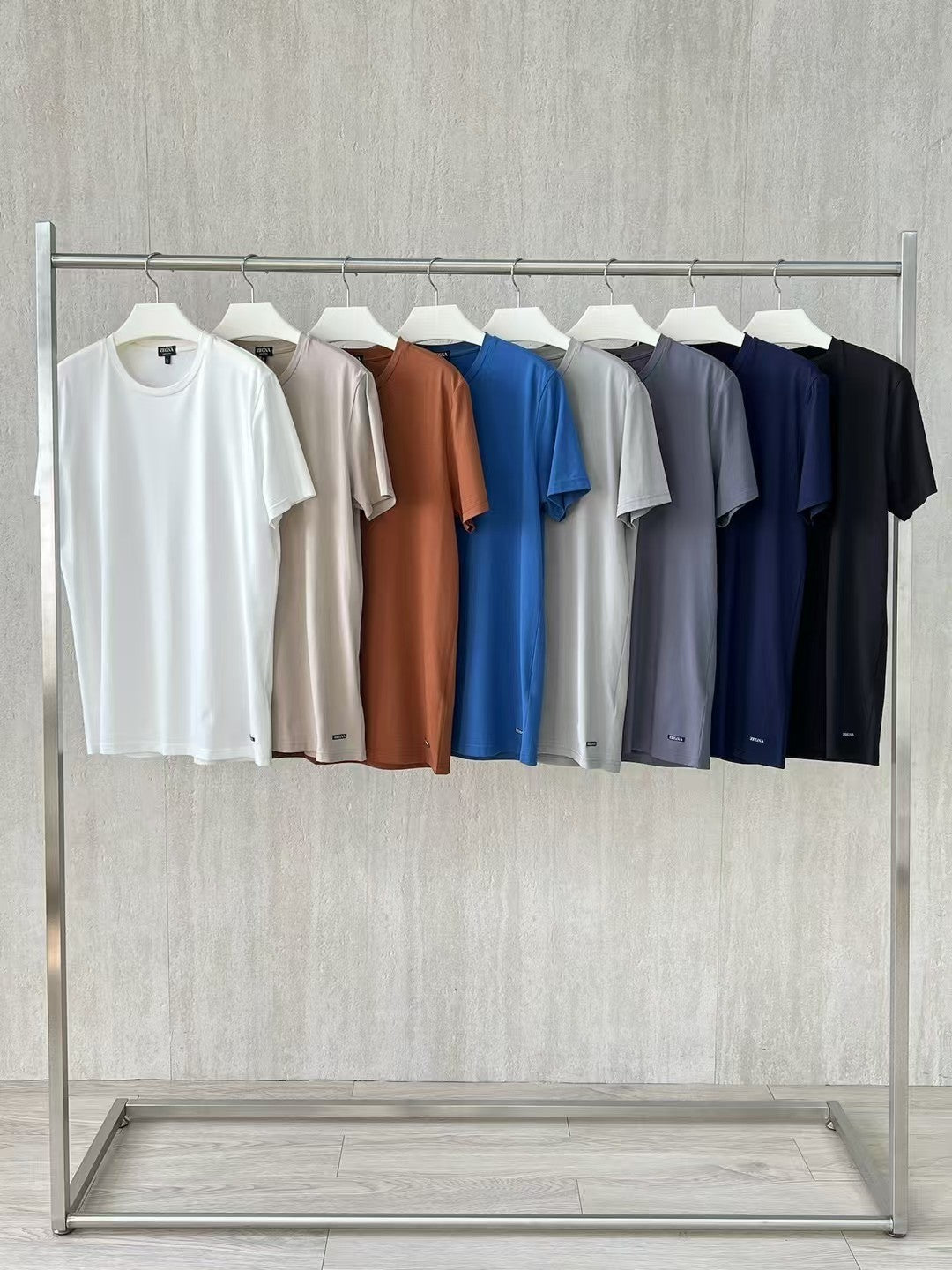 Ermenegildo Zegna Men's Summer Solid Color Cotton Crew Neck Short Sleeve T-Shirt - Breathable & Casual Summer Wear #75691