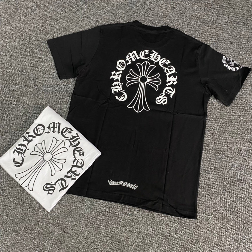 Chrome Hearts Men's Summer Solid Color Cross Print Round Neck Cotton Short Sleeve T-Shirt #77173