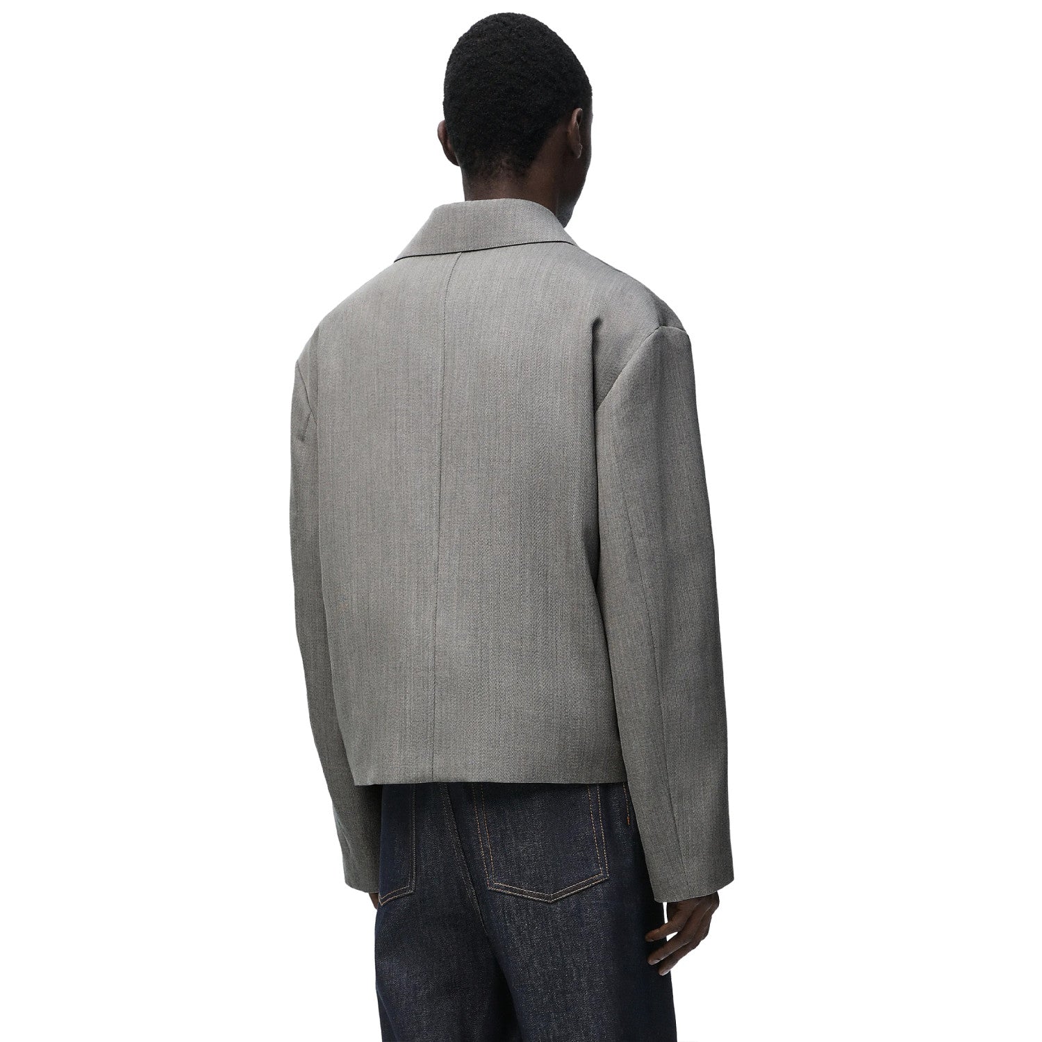 Loewe Men's Autumn And Winter Wool Work Jacket Solid Colour Pockets Loose Fit Lapel Single-breasted Fashion Casual Jacketï»? #71842