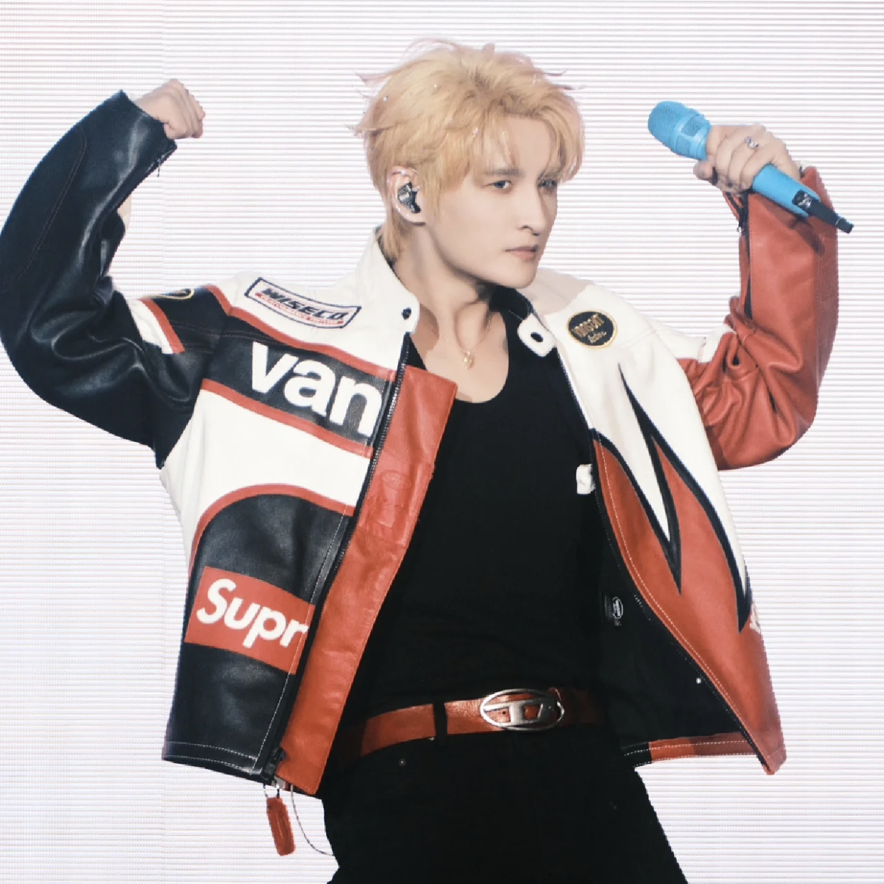 Supreme Yohji Yamamoto Marlboro Men's Women's Vintage Racing Suit Colour Blocking Fashion Leather Jacket Lapel High Street Trend Jacket Autumn and Winter #81156