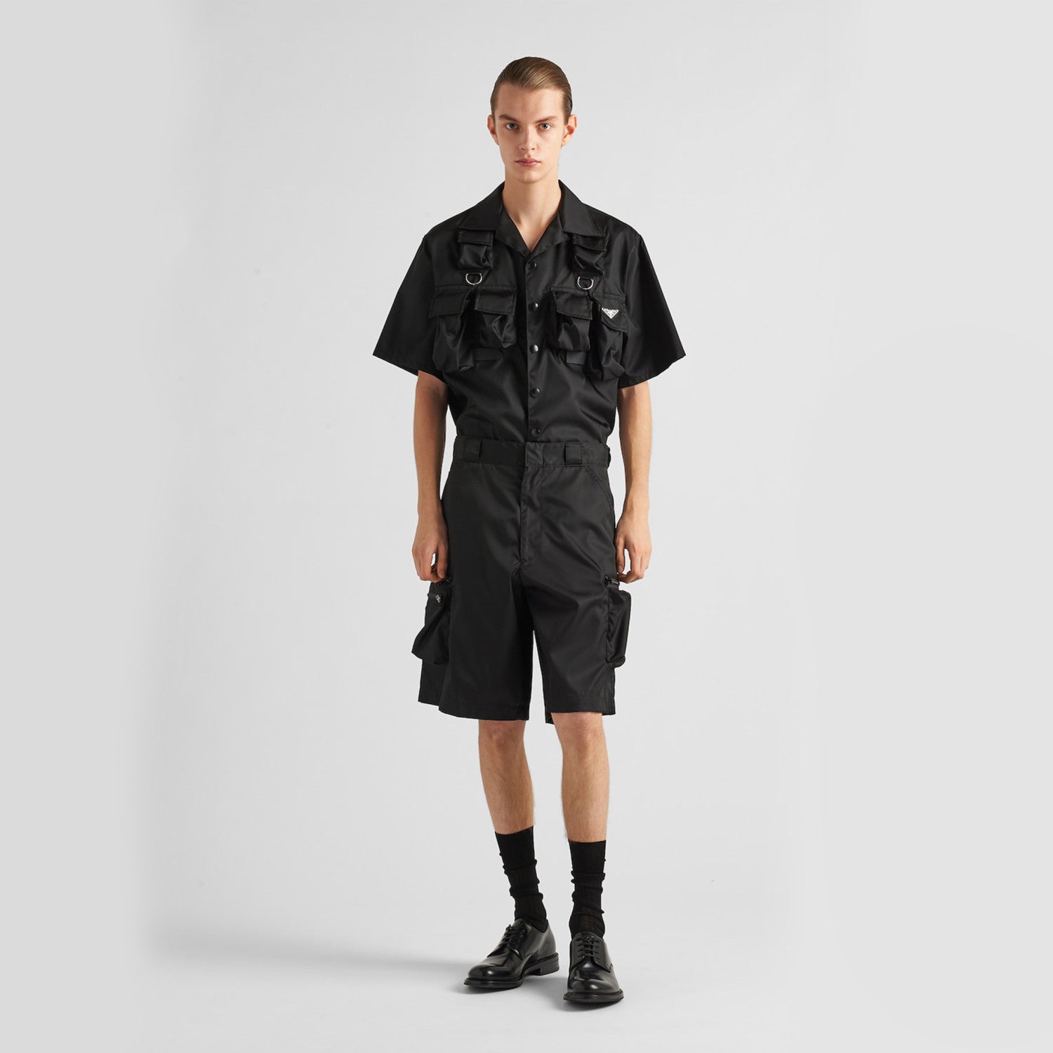 Prada Men's Spring Summer Super Cool Pocket Shorts Thin Black High Street Casual Comfortable Shorts #99289