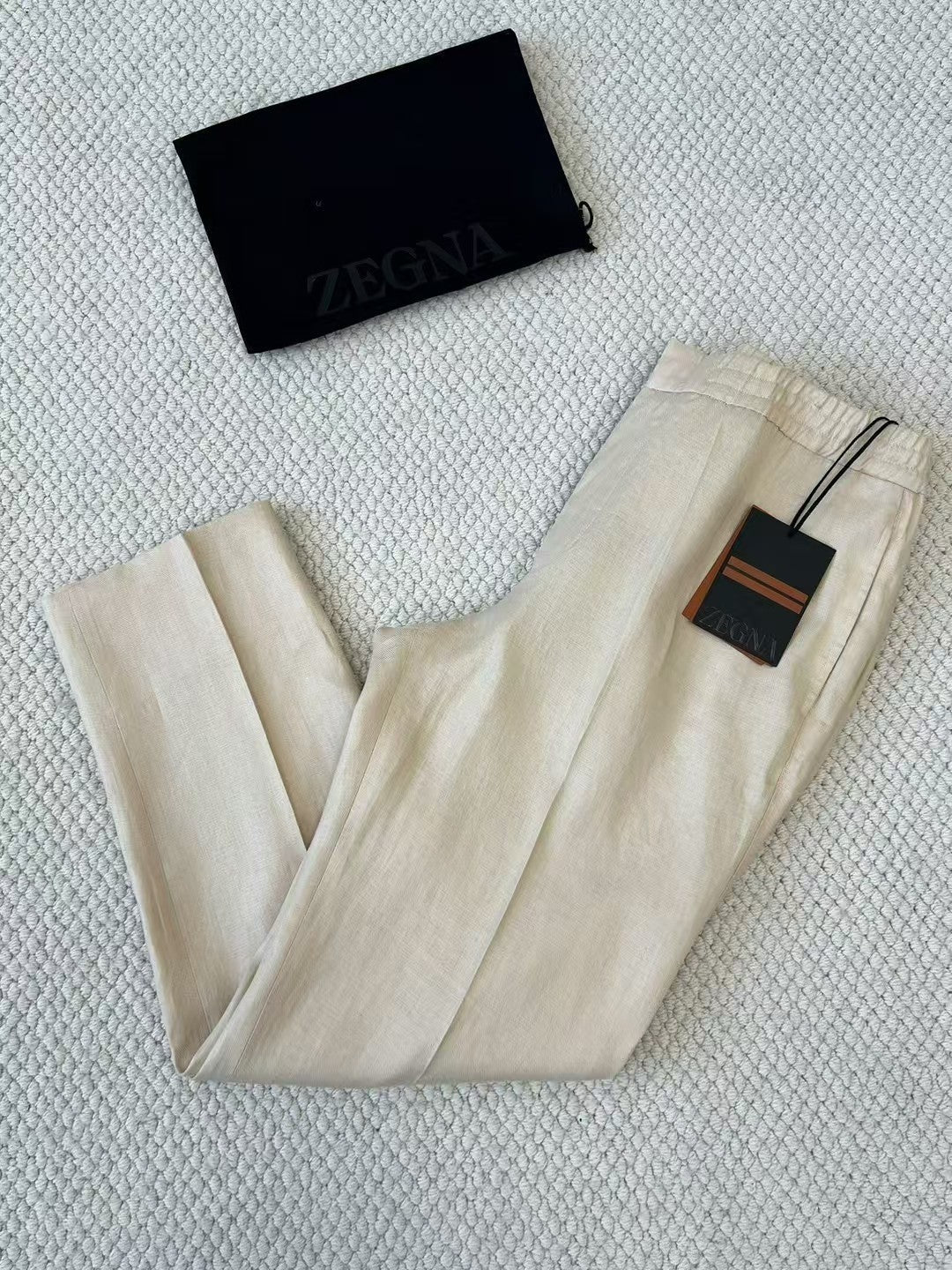Ermenegildo Zegna Men's Spring And Summer Solid Color Casual Comfortable Elastic Waist Trousers Pants #75522