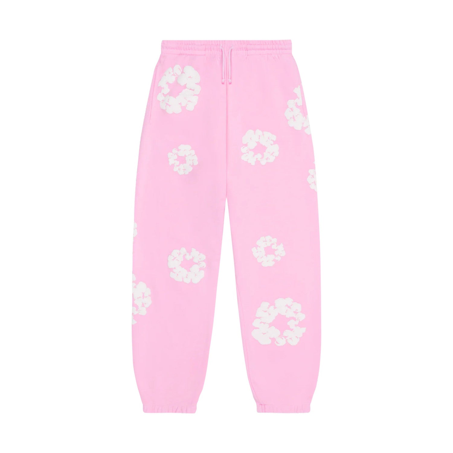 Denim Tears Men's And Women's Spring/fall Fashion Trend Solid Color Elastic Waist Tie Up Cotton Flower Foam Print American High Street Chic Brand Cuffed Sweatpants Long Pants #79536