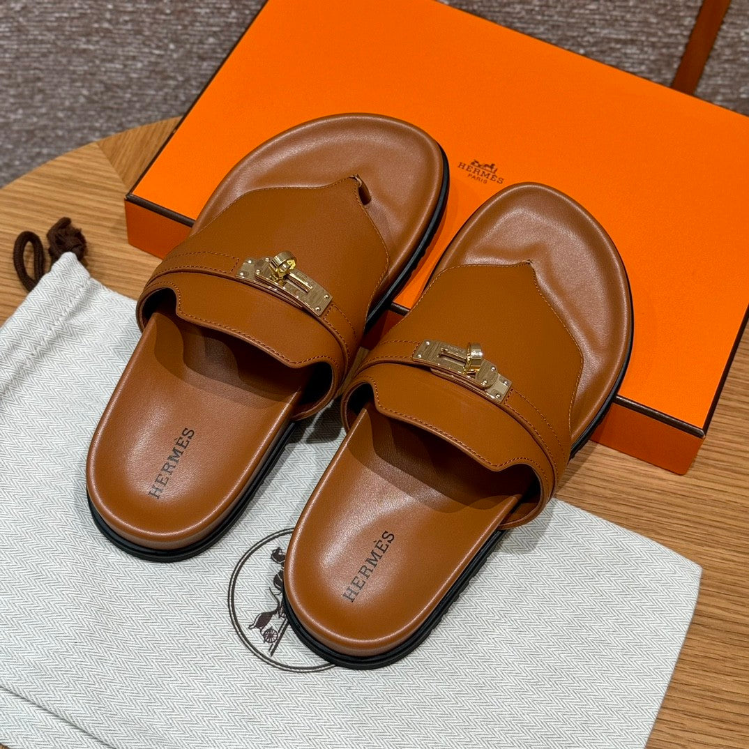 Hermes Men Women Spring Summer Autumn Empire Slippers Solid Color Suede Rubber Bottom Comfortable Casual Flat Sandals Shoes #81196