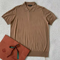 Loro Piana Men's Summer Solid Color Half Zip Straight Short Sleeve Polo Shirt Ngvp #1555