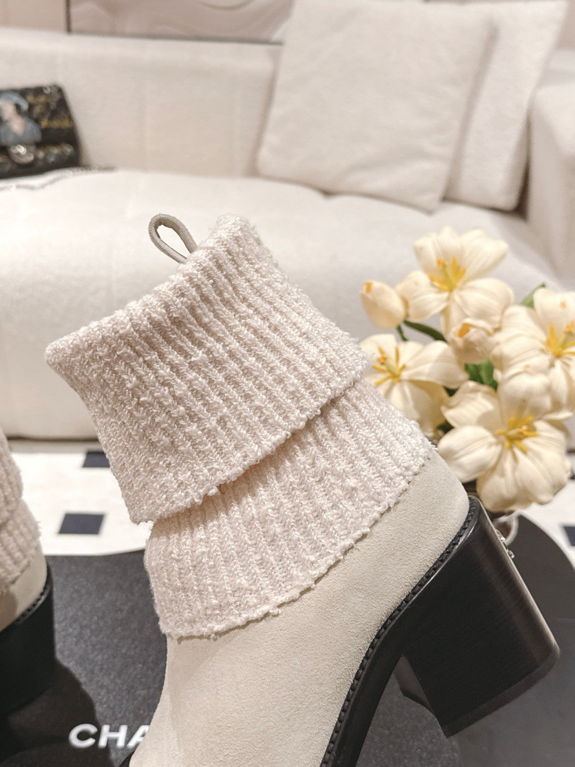 Chanel Knitted Socks High Heel Boots #335028
