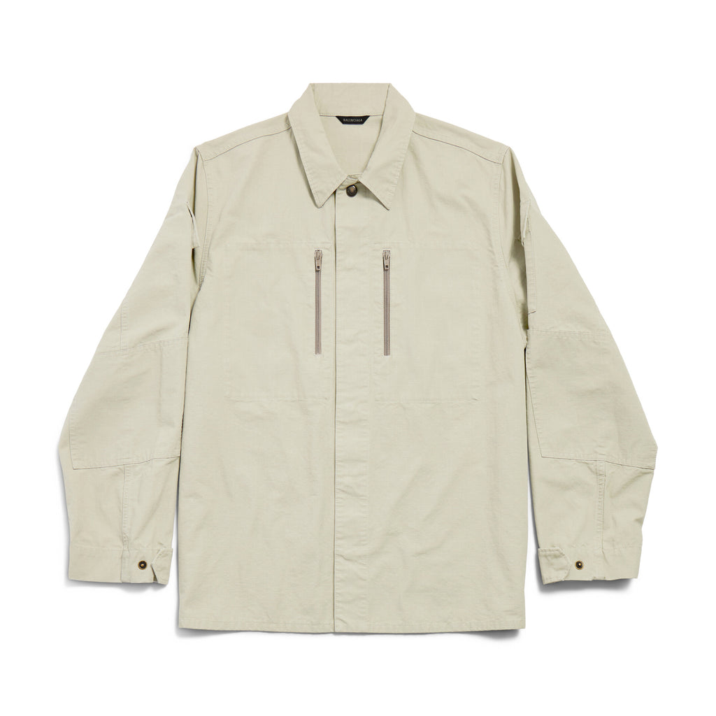 Balenciaga Men's Spring And Summer Solid Color Zipper Pocket Single Breasted Long Sleeve Shirt #75849