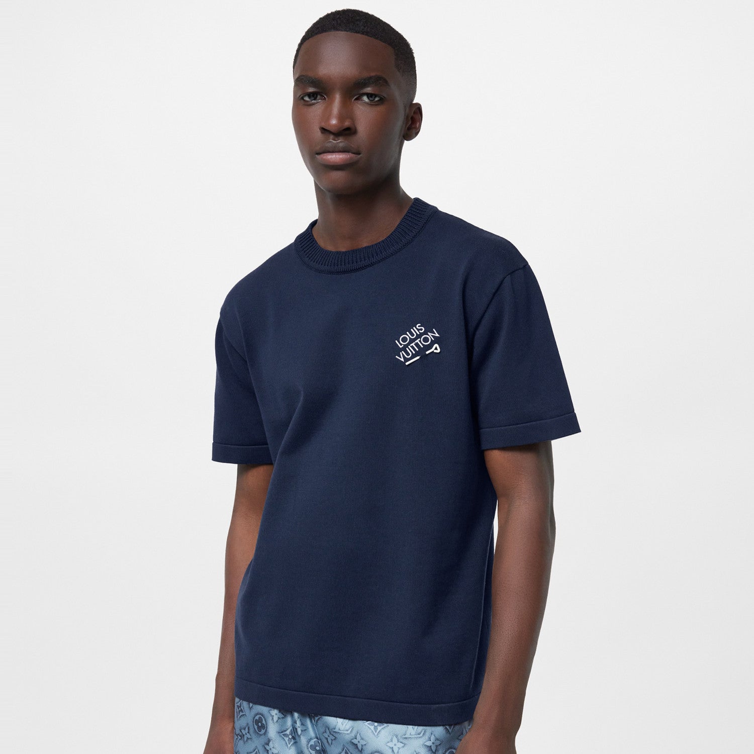 Louis Vuitton Men's Summer Embroidered Logo Round Neck Cotton Short Sleeve T-Shirt #97695