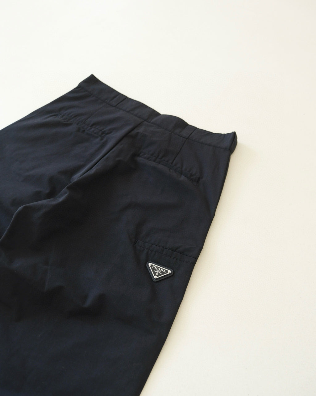 Prada Men's And Women's Women's Spring/summer Fashion Casual Solid Color Logo Triangle Emblem Recycled Nylon Relaxed Straight Leg Pants #79541