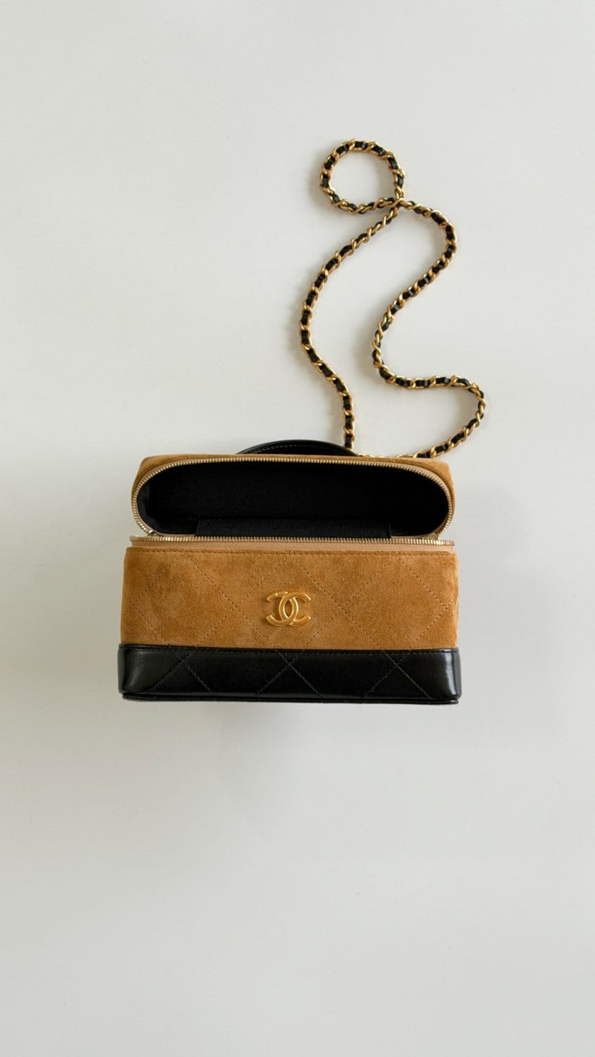 Chanel Suede Calfskin Colorblock Bag #377243