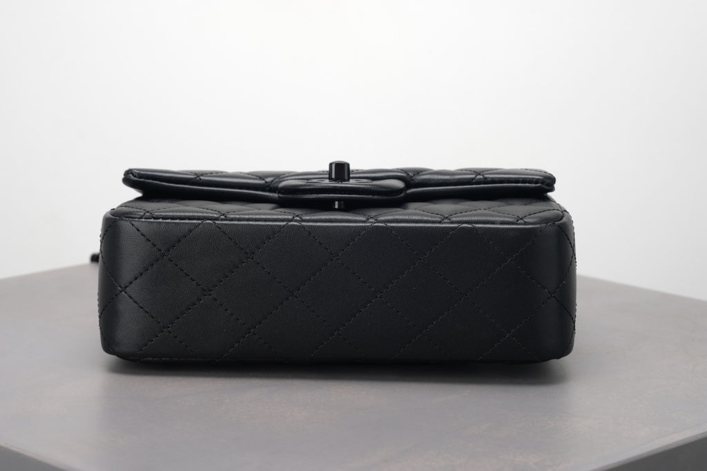 Chanel So Black Quilted Lambskin Mini Rectangular Classic Single Flap #378297