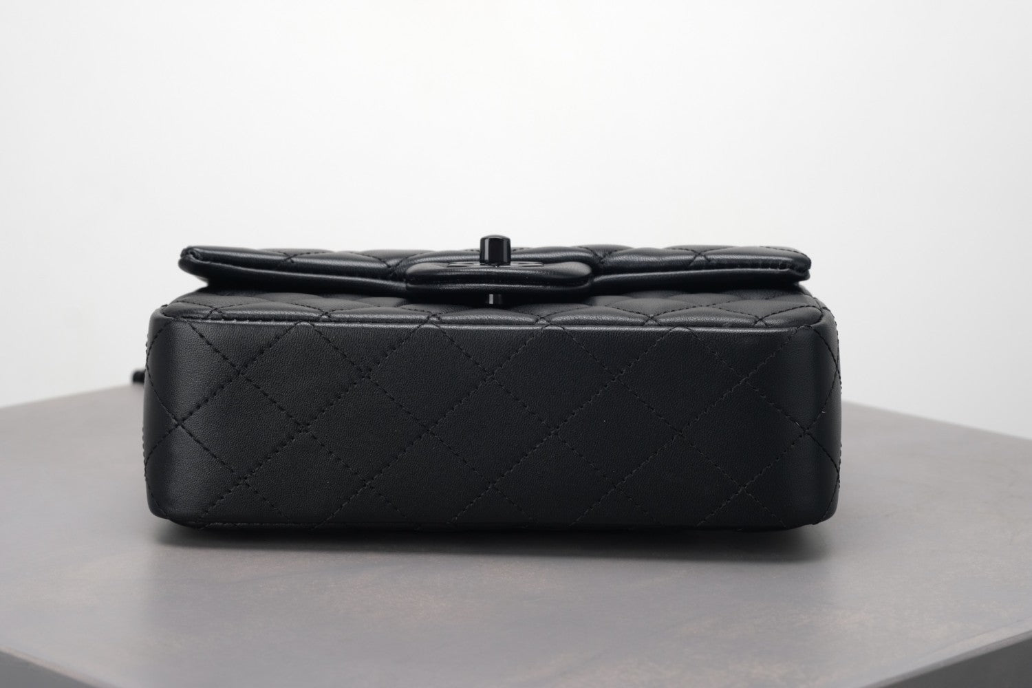 Chanel So Black Quilted Lambskin Mini Rectangular Classic Single Flap #378297
