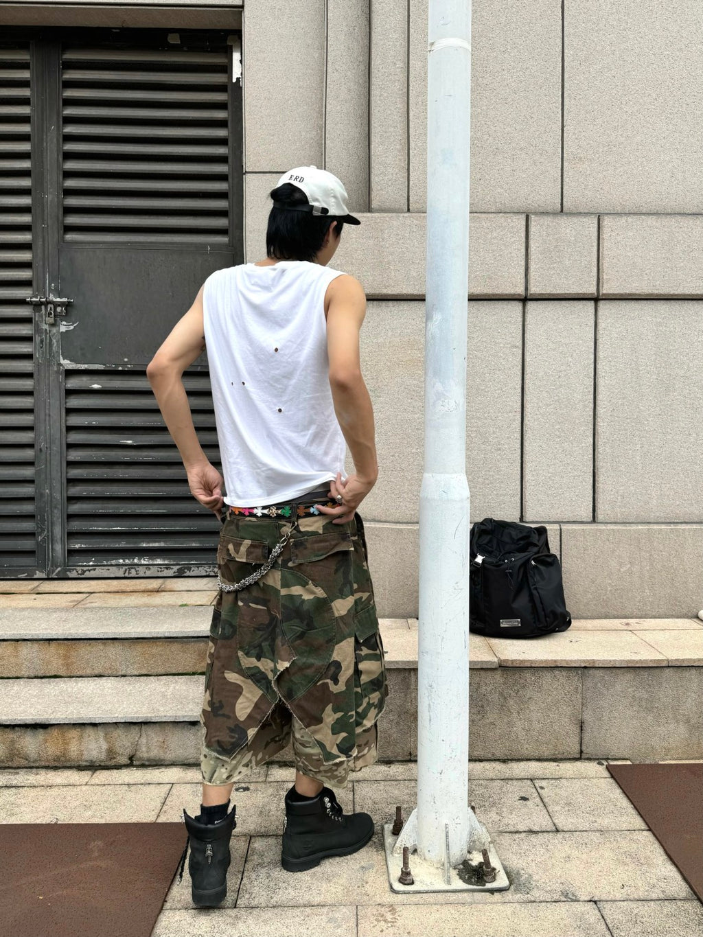 GRAILZ Project G/R Men's Summer Vintage Camouflage Layered Spliced Destruction Casual Pants Cotton Shorts Ngvp #1918