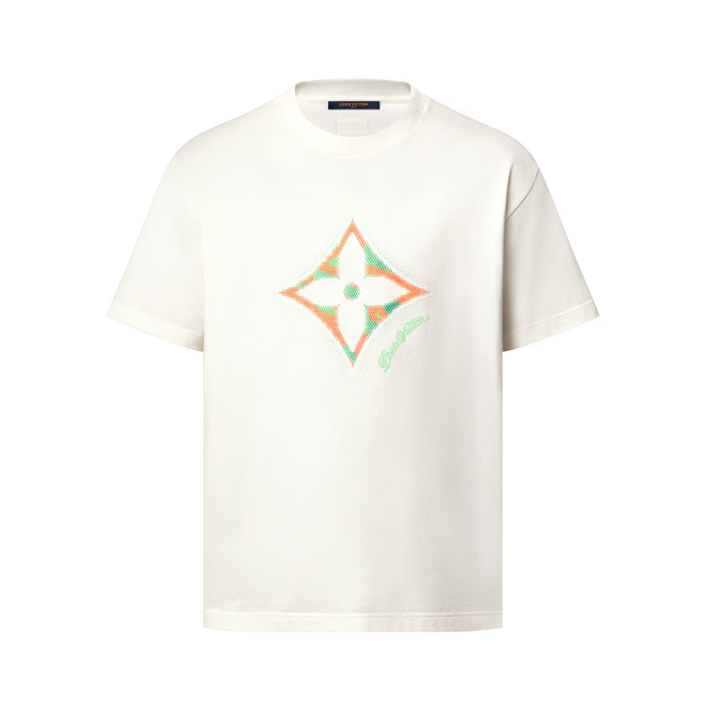 Louis Vuitton Men's Summer 3D Floral Print Round Neck Cotton Short Sleeve T-Shirt #77564
