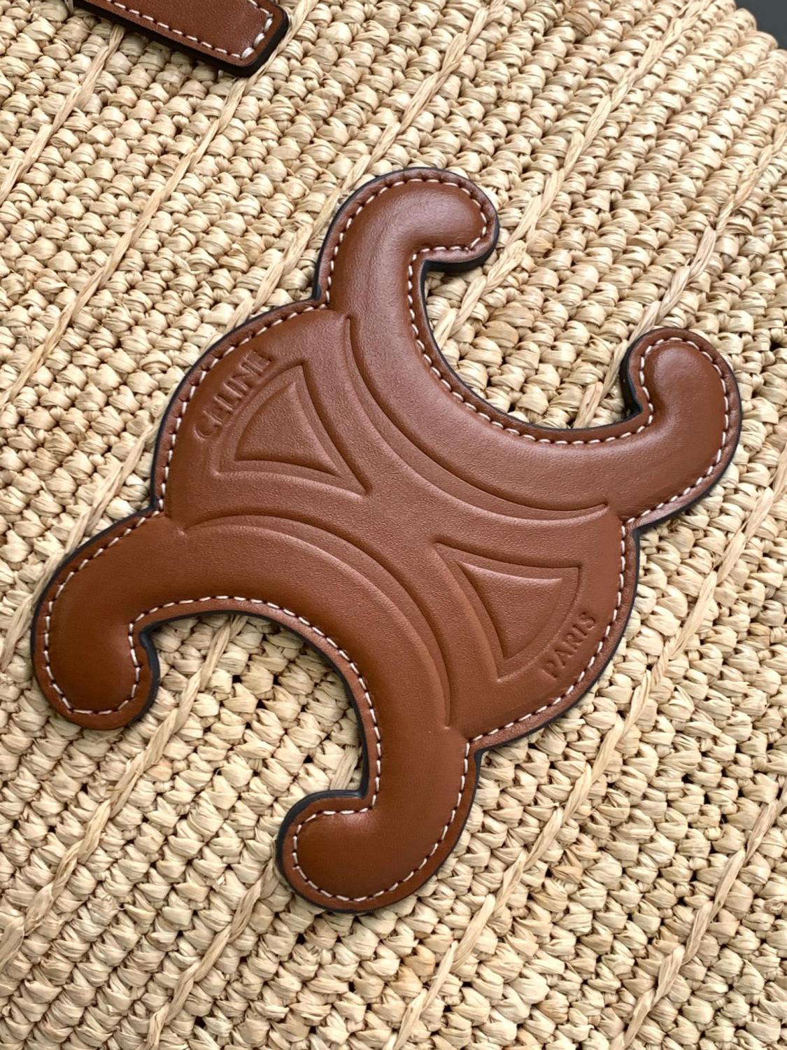Celine Women's Teen Supple Classic Panier In Raffia Logo Calfskin Pure Color Casual Shoulder Handbag Tote Bag Bags 115802FF7.04LU #81278