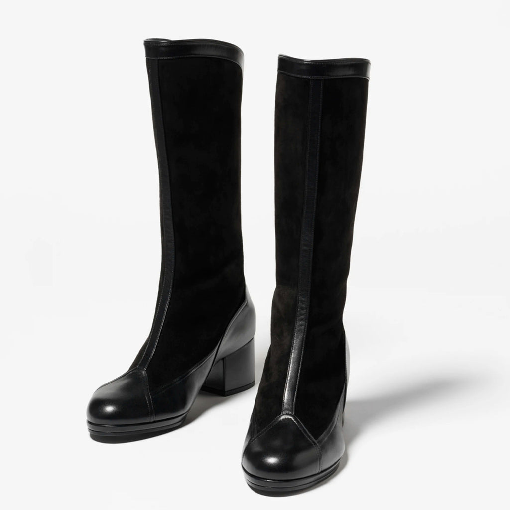 Chanel Women's Spring And Summer High Luxury Colorblocking Suede Short Boots Fashion Exquisite Black Temperament With Heels  Shoes Ngvp #2476