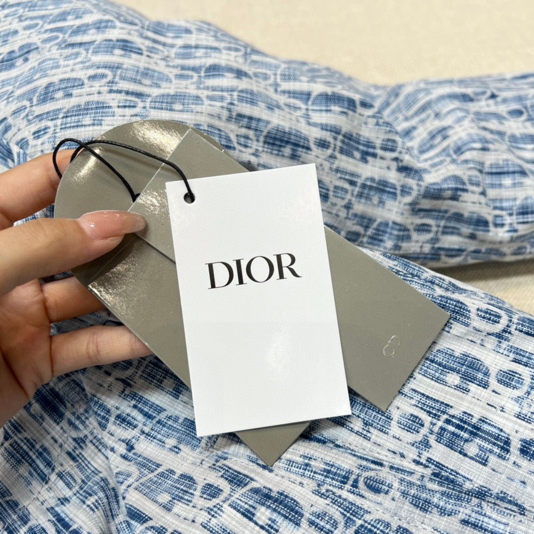Dior Logo Jacquard Denim Hooded Puffer Down Jacket #96741