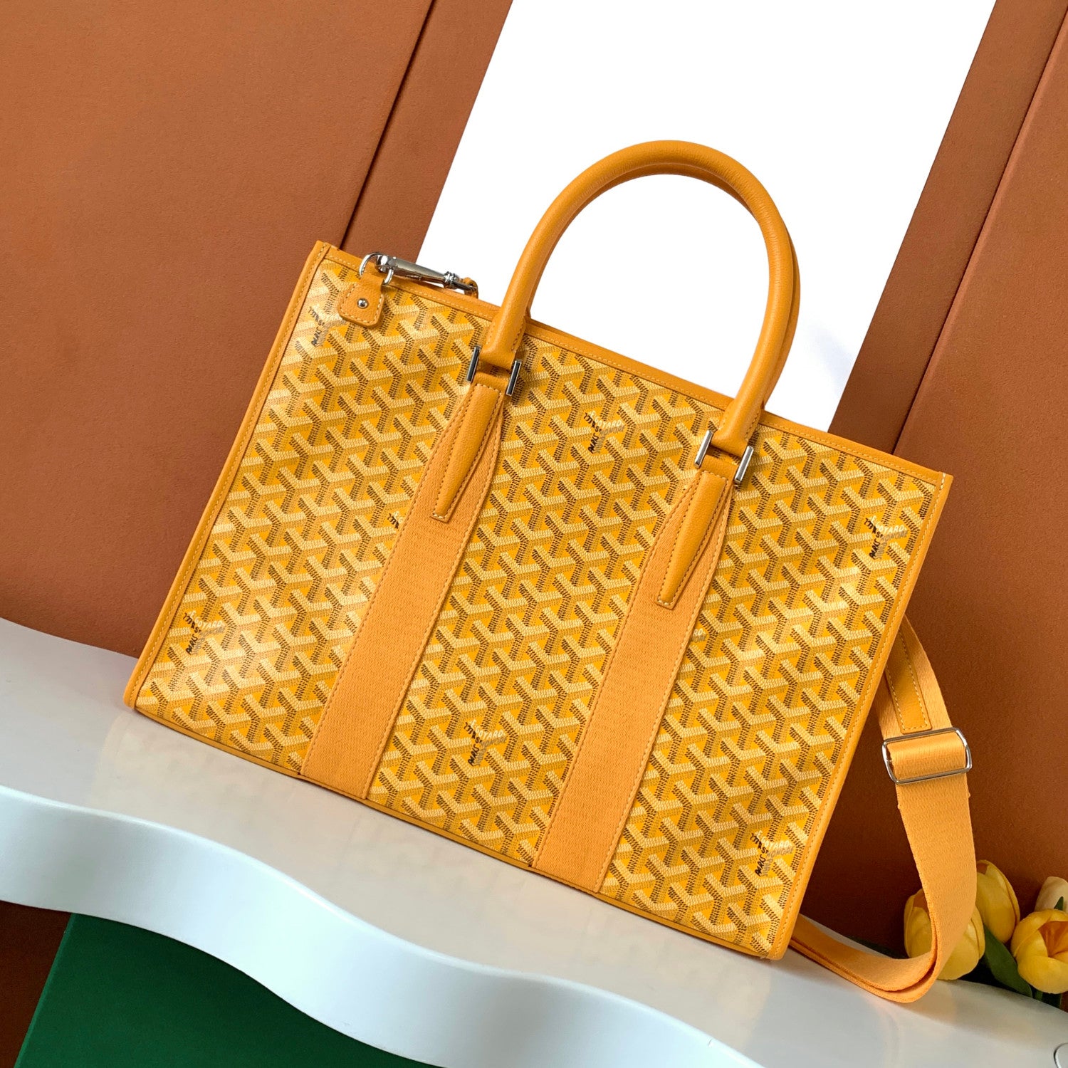 GOYARD Morvan Men's And Women's Y Word Old Flower Full Print Canvas Spell Cowhide Shoulder Crossbody Handbag Briefcase Bag Bags #76426