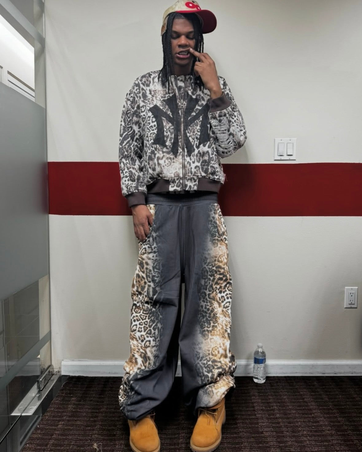 Mowalola X Ksubi Limited Edition Leopard Print Distressed Bomber Jacket Denim Cotton Jacket Fashionable High Street Cool Zipper Jacket Ngvp #2252