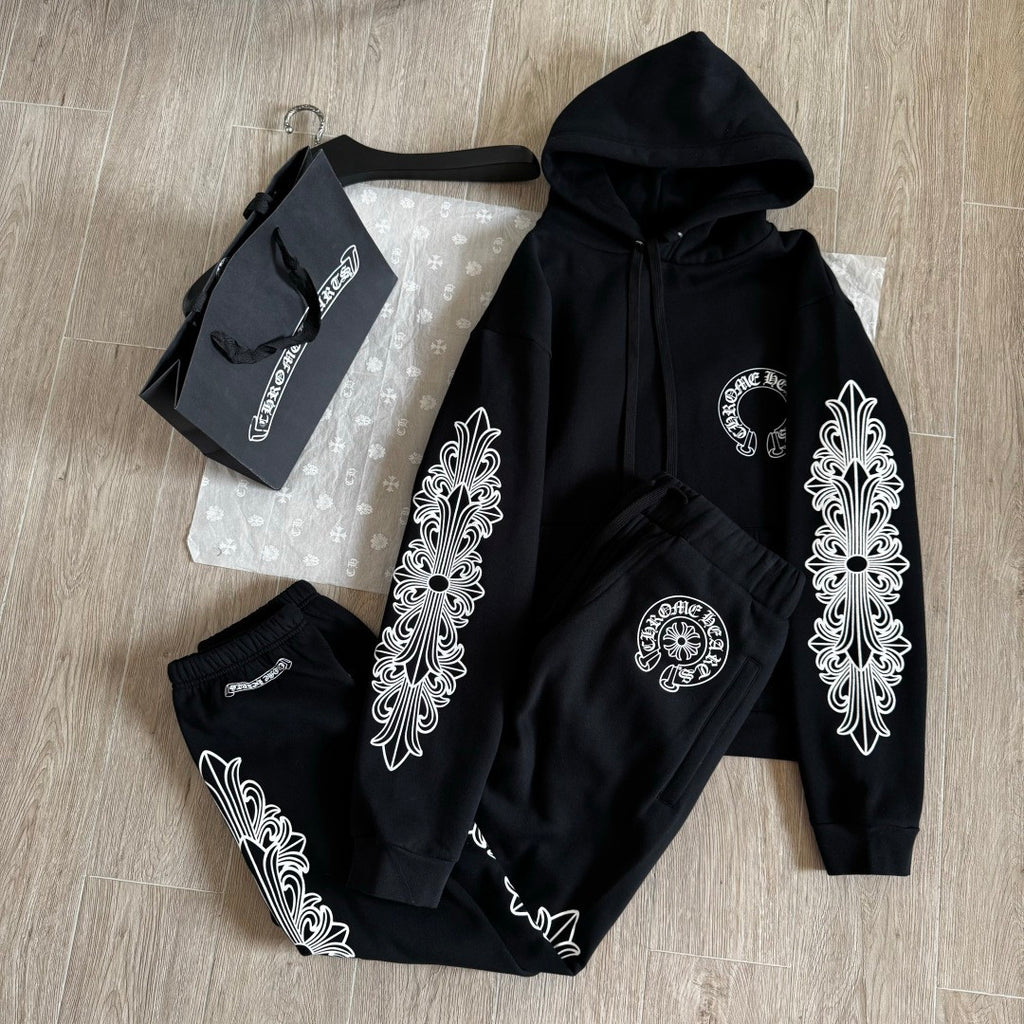 Chrome Hearts Side Floral Leg Pattern Hooded Sweatshirt Pants #375724