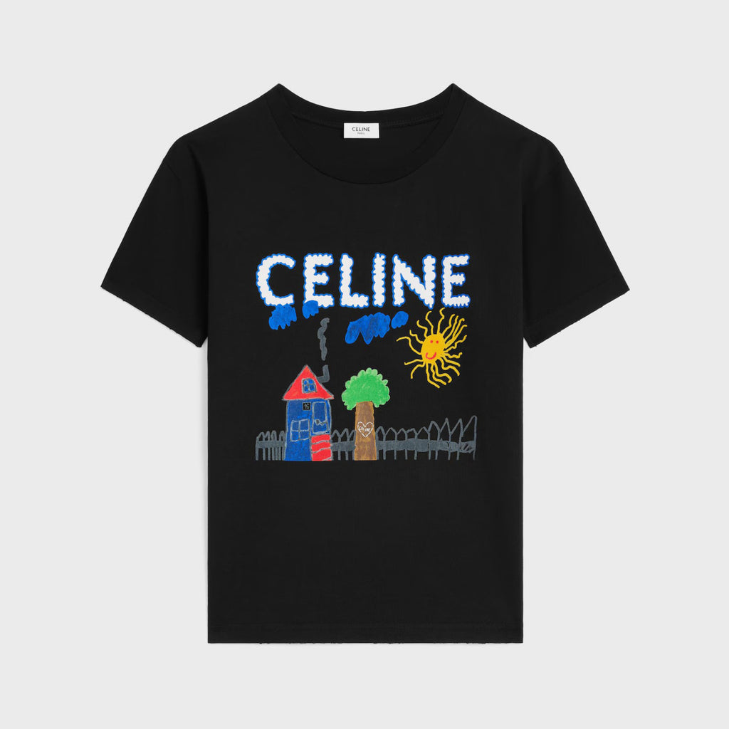 Celine Men's And Women's Summer Children's Painting Pattern Printed Round Neck Cotton Short Sleeved T-shirt #77821