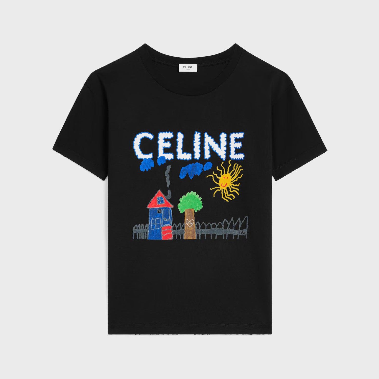 Celine Men's And Women's Summer Children's Painting Pattern Printed Round Neck Cotton Short Sleeved T-shirt #77821