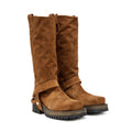Diesel Women's D-Texan High Top Biker Boots Autumn/Winter Square Toe Suede Solid Color Casual Shoes 5cm Heel Ngvp #2139
