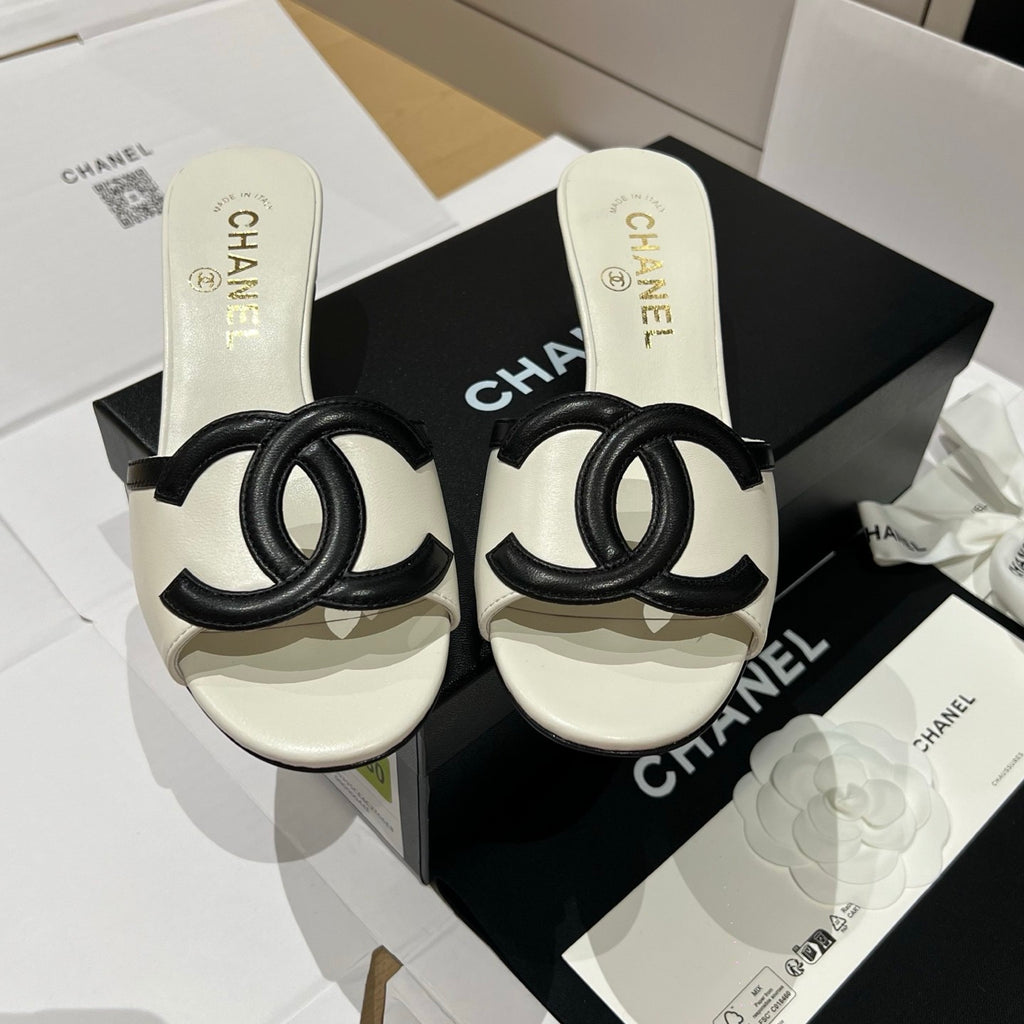 Chanel CC Kitten Heel Sandals #382676