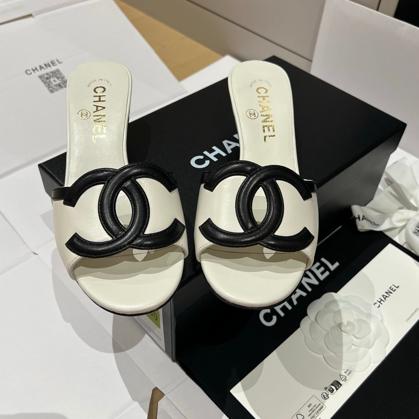 Chanel CC Kitten Heel Sandals #382676