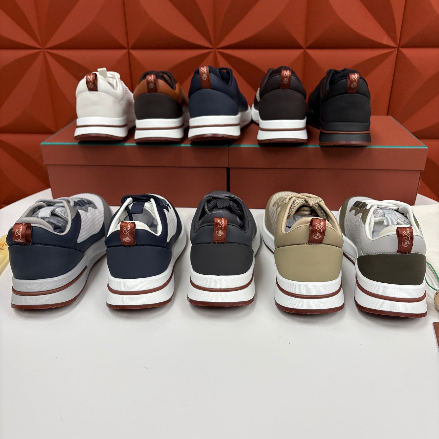 Loro Piana Week End Walk Mesh Cowhide Suede Casual Sneakers #381648