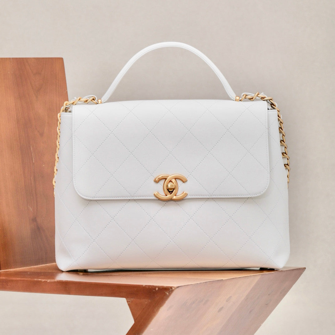 Chanel Women's Fashion Classic Solid Color Diamond Quilted Handle Top Closure Briefcase Chain Bag Bags #78965