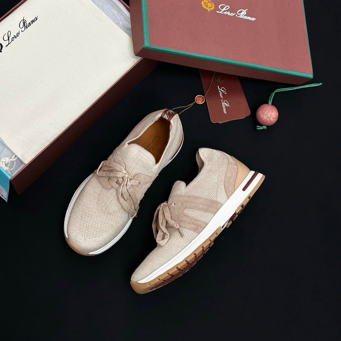 Loro Piana Lady Flexy Walk Sneaker Wish Wool Ancient Sandstone Low Top #383060