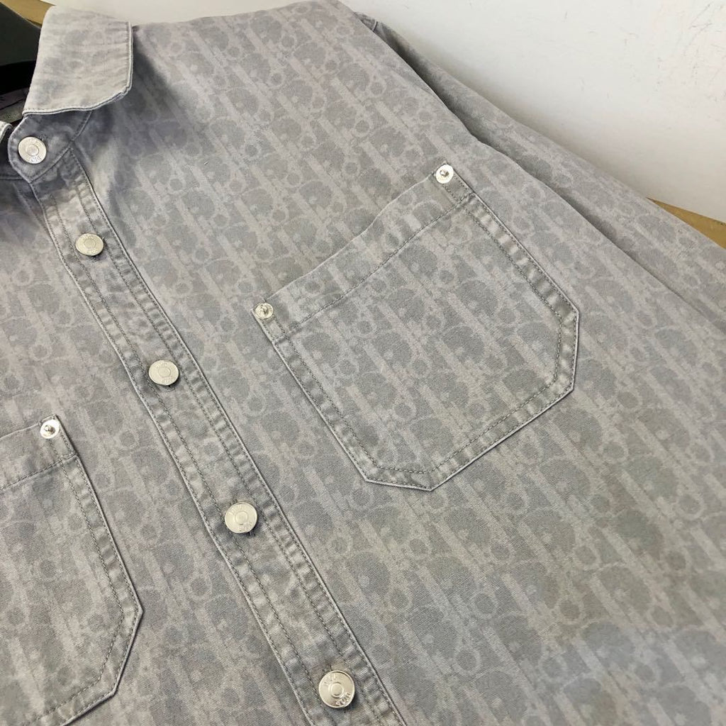 Dior Men's Spring And Fall Letters Full Print Lapel Single Breasted Long Sleeved Denim Shirt Jeans Pants Set Suit #74966