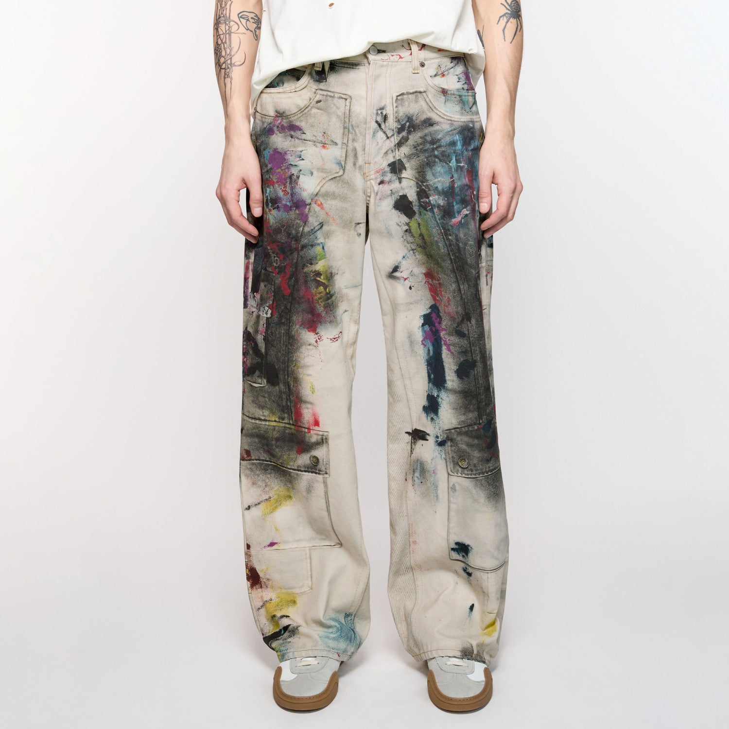 Acne Studios Men's Women's Four Seasons Old Graffiti Straight Leg Loose Fit Casual Denim Pants Ngvp #1693