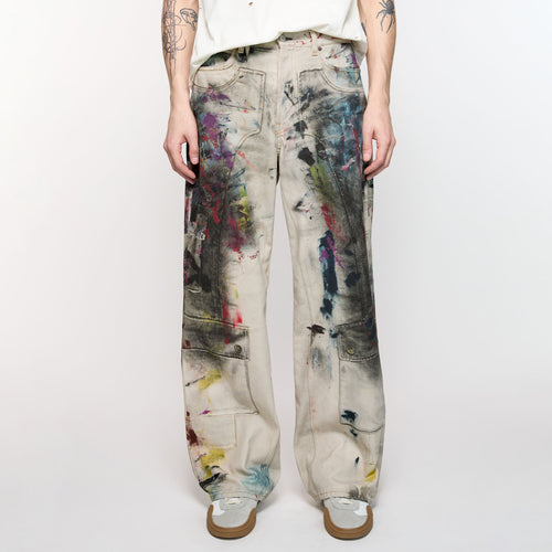 Acne Studios Men's Women's Four Seasons Old Graffiti Straight Leg Loose Fit Casual Denim Pants Ngvp #1693