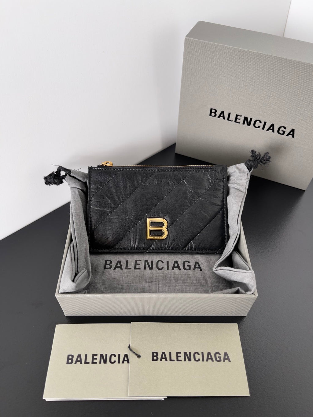 Balenciaga Women's Retro Old Card Bag Leather Coin Purse Wallet Solid Color Bags #71935