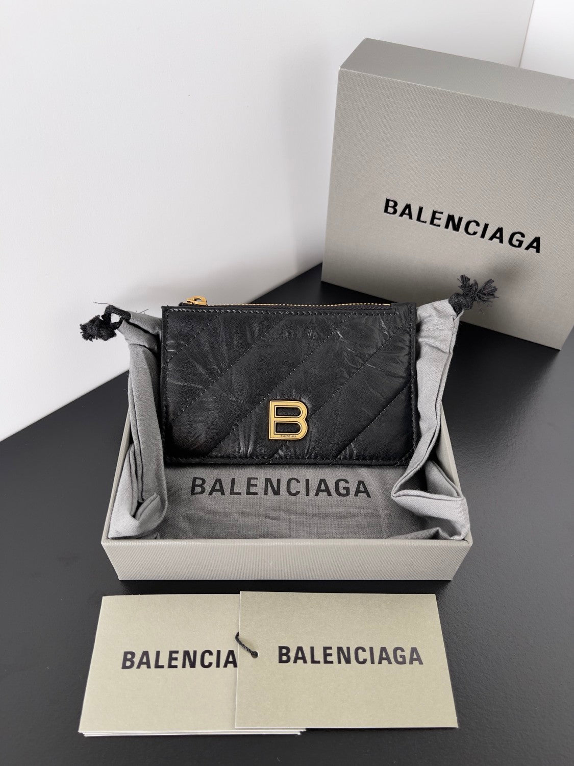 Balenciaga Women's Retro Old Card Bag Leather Coin Purse Wallet Solid Color Bags #71935