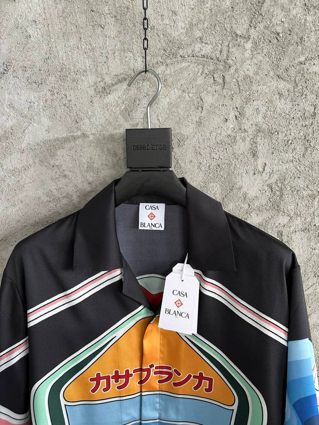 Casablanca Men's Summer Fashion Casual Crew Neck Geometric Mountain Pattern Silk Short-Sleeve T-Shirt Elastic Drawstring Mountain Pattern Silk Shorts Suit Set #78591