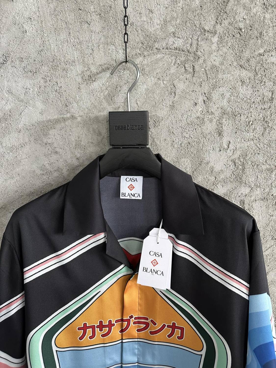 Casablanca Men's Summer Fashion Casual Crew Neck Geometric Mountain Pattern Silk Short-Sleeve T-Shirt Elastic Drawstring Mountain Pattern Silk Shorts Suit Set #78591