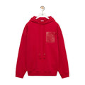 Loewe Men's Spring and Fall Red Logo Leather Label Drawstring Hooded Sweatshirt Pullover #98218