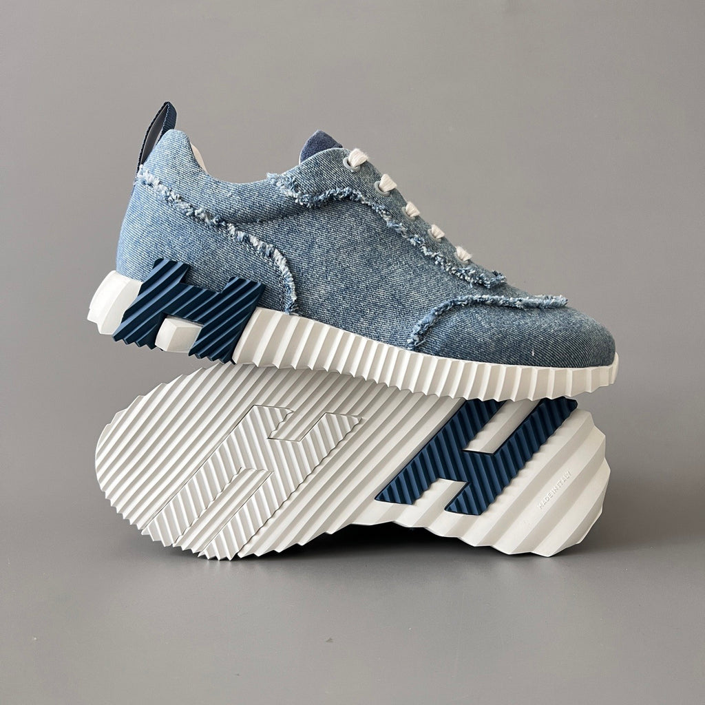 Hermes Bouncing Men's And Women's Spring/Summer Fashion Casual Round Toe Lace Up Low Top Canvas Casual Shoes #78411