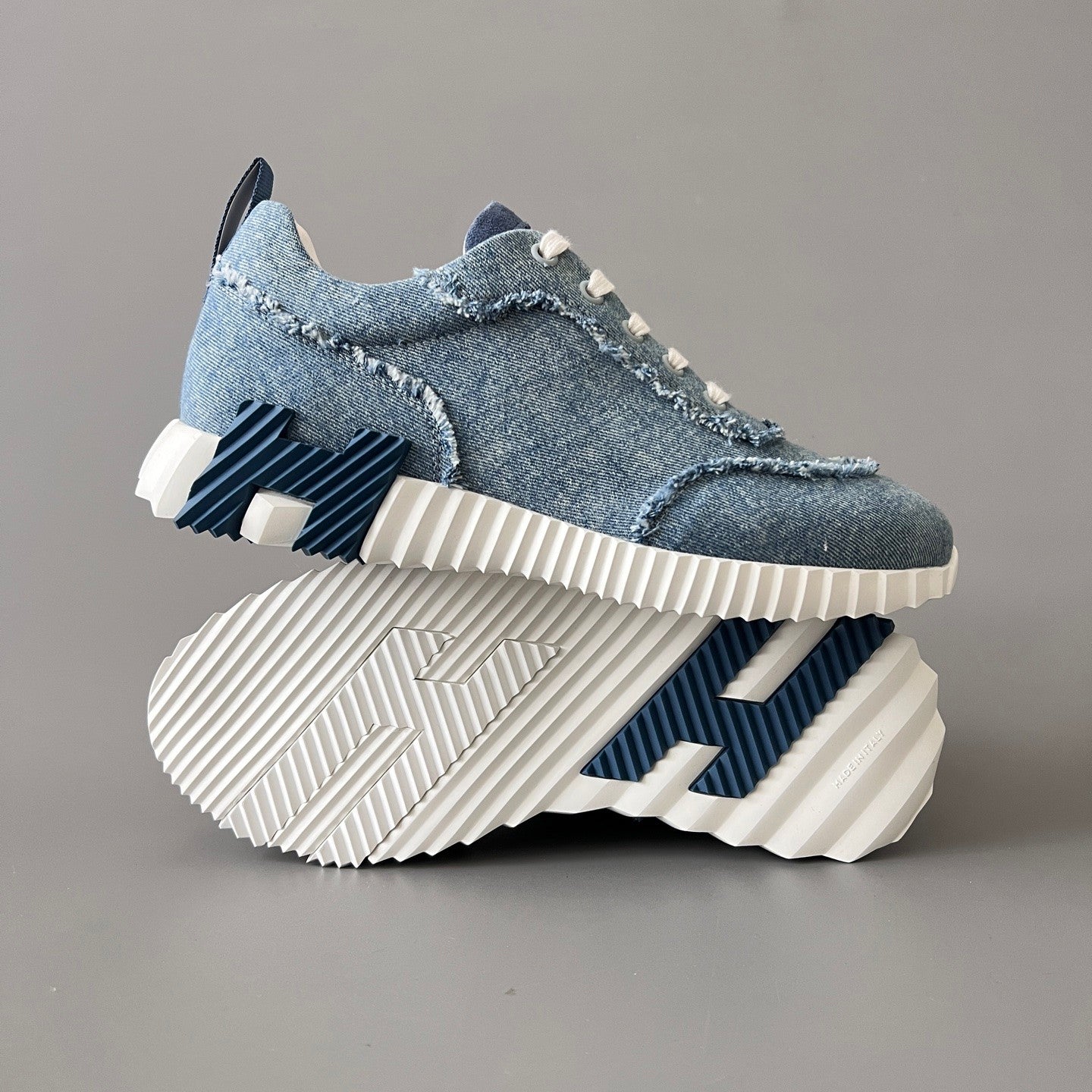 Hermes Bouncing Men's And Women's Spring/Summer Fashion Casual Round Toe Lace Up Low Top Canvas Casual Shoes #78411