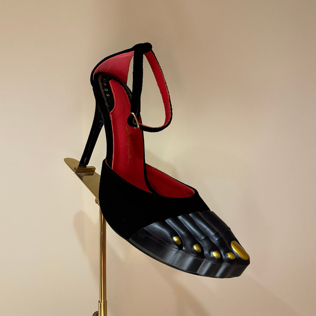 Schiaparelli ﻿Women's Retro Metal Toe Sandals Solid Color Leather Fashion High Heels Casual Shoes Ngvp #1516