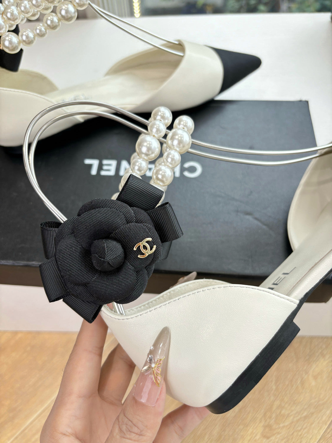 Chanel 25S Braided Mary Jane Toe Pearl Sandals #334482