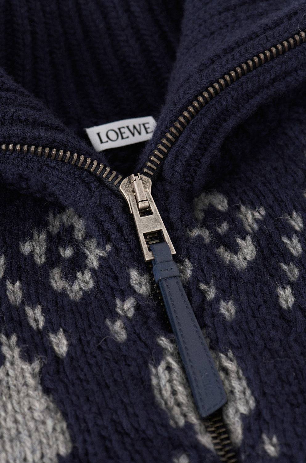 LOEWE Zip-up cardigan wool Blue #335456