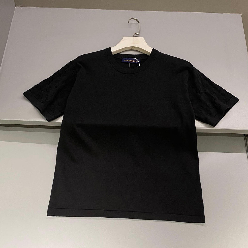 Louis Vuitton Men's Summer Solid Color Logo Jacquard Round Neck Cotton Short Sleeve T-Shirt #99834