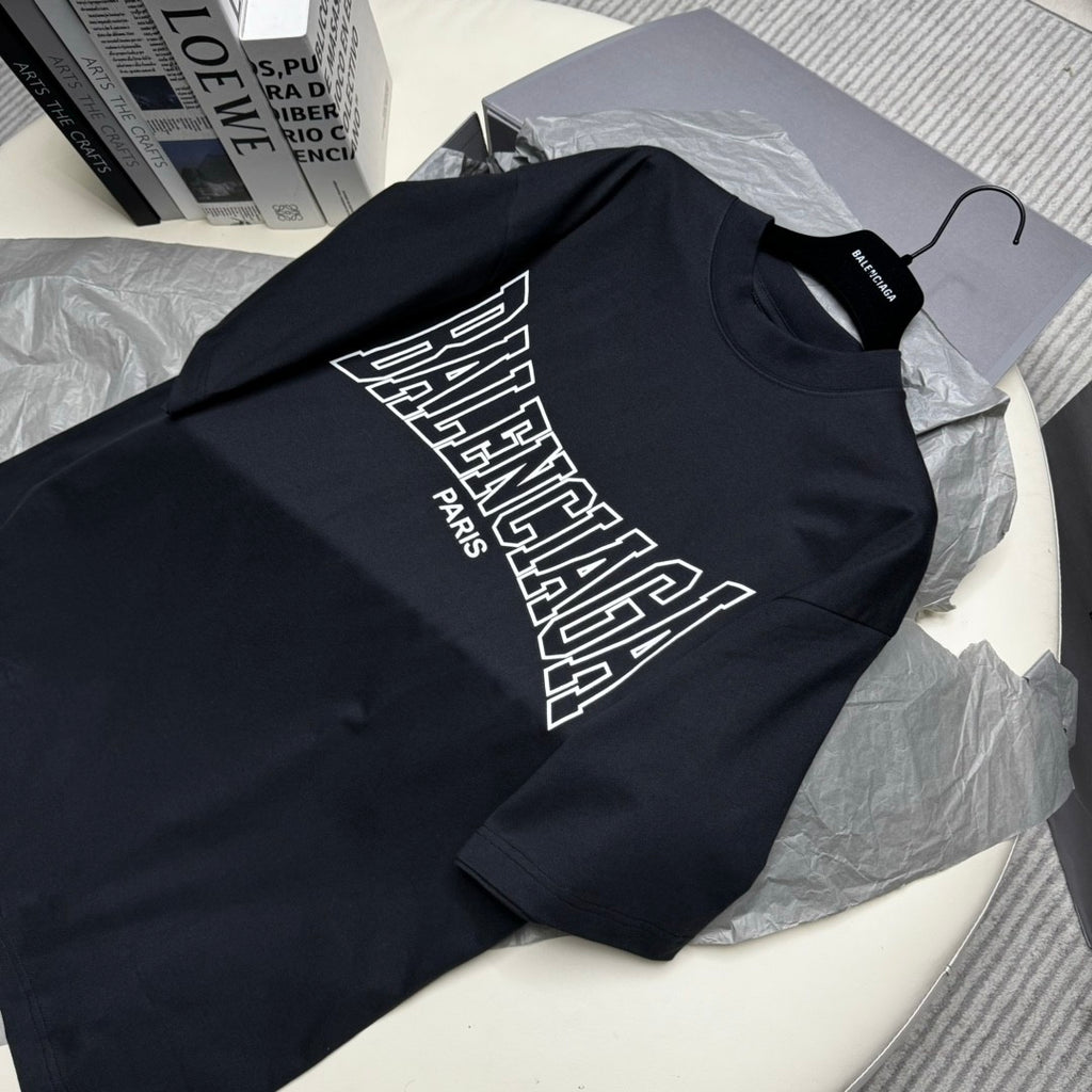 Balenciaga Men's Summer Solid Color Letter Logo Print Round Neck Regular Fit Short Sleeve T-Shirt #74219