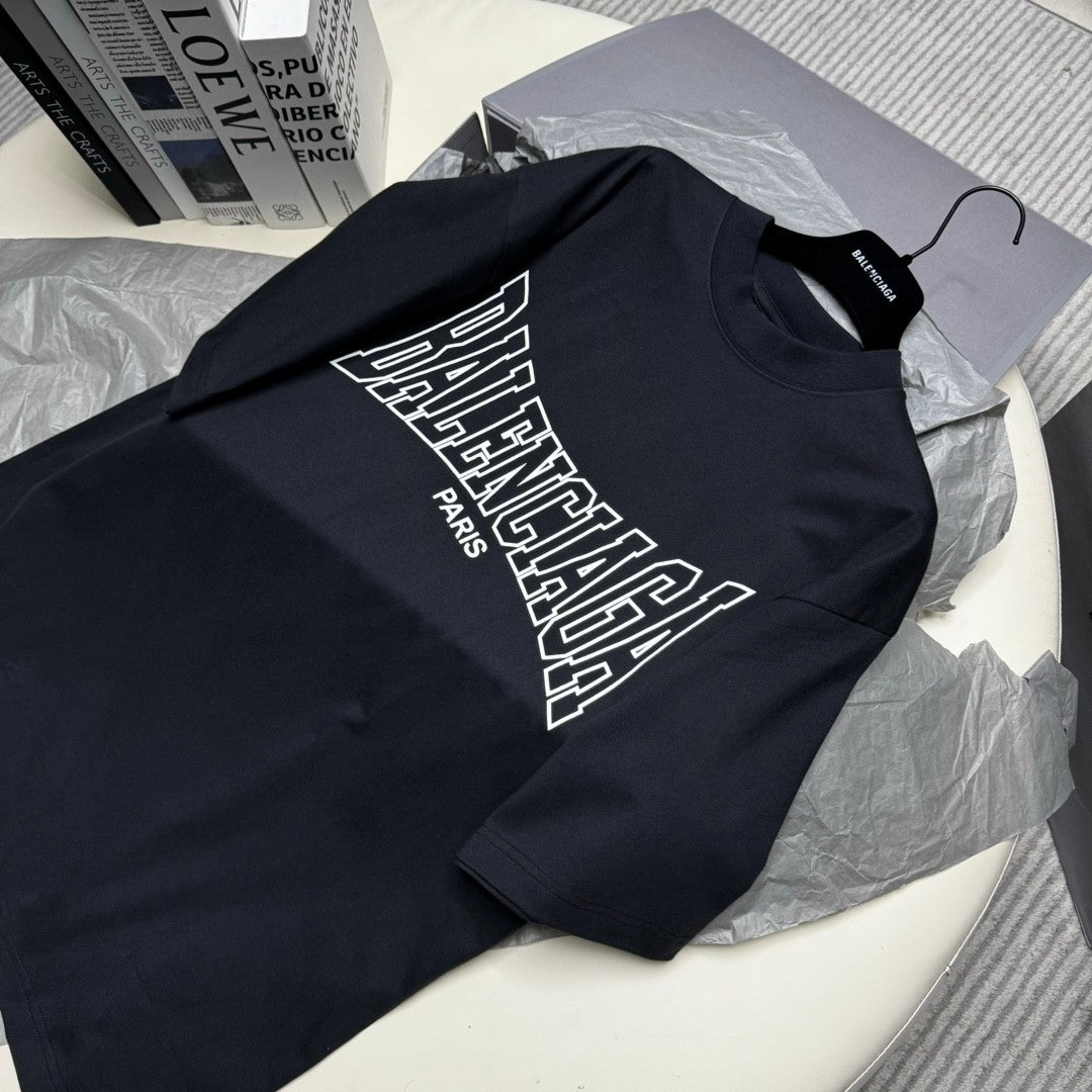 Balenciaga Men's Summer Solid Color Letter Logo Print Round Neck Regular Fit Short Sleeve T-Shirt #74219